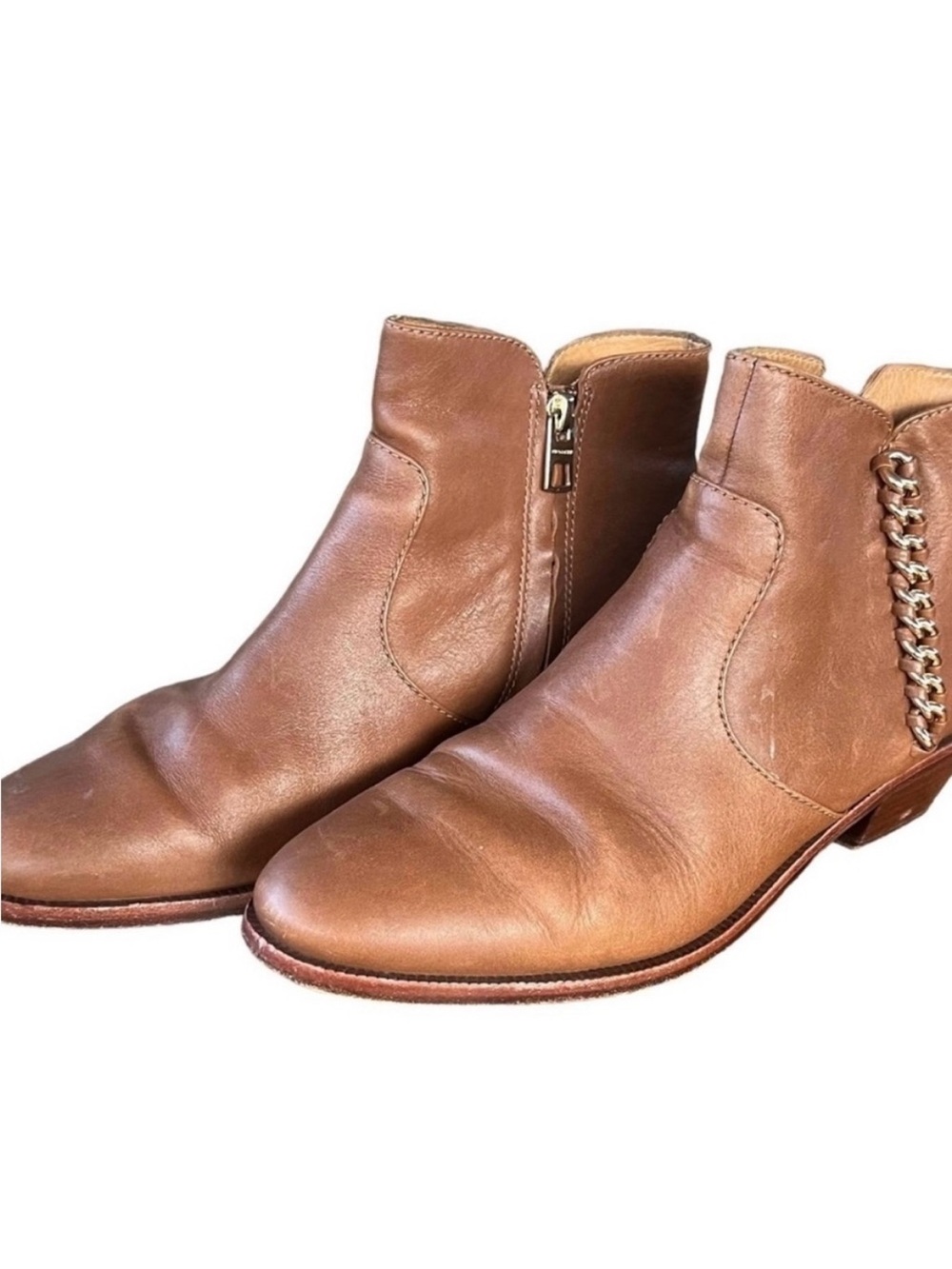 Coach Corine Ankle Booties Womens 9.5B Cinnamon Brown Leather Boots Zip Heel